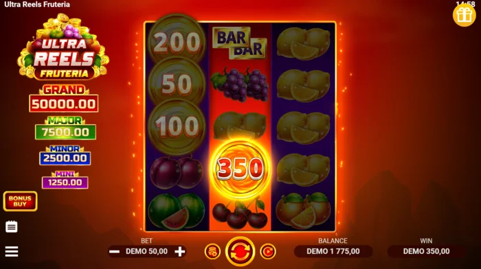 Ultra Reels Fruteria – Coin Collect mündid nominaalväärtustega