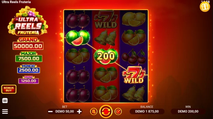 Ultra Reels Fruteria – võiduliin kuldse seitsmega